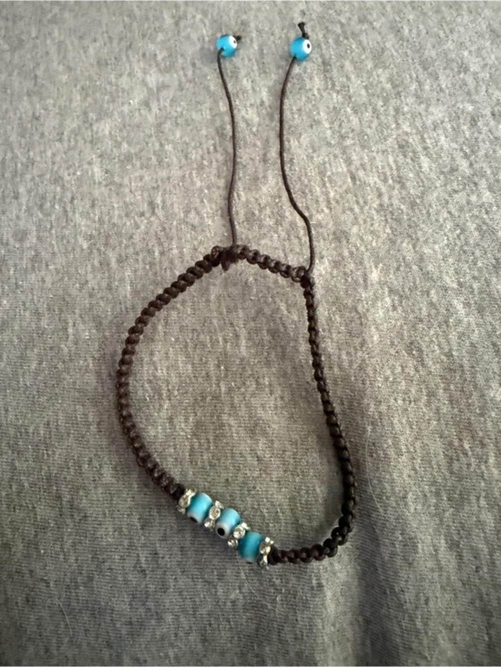 Black Macramé Bracelet with Turquoise Eye Beads - Unbranded